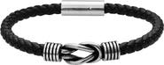 GEOFFREY BEENE Men's Stainless Steel Knot Leather Bracelet