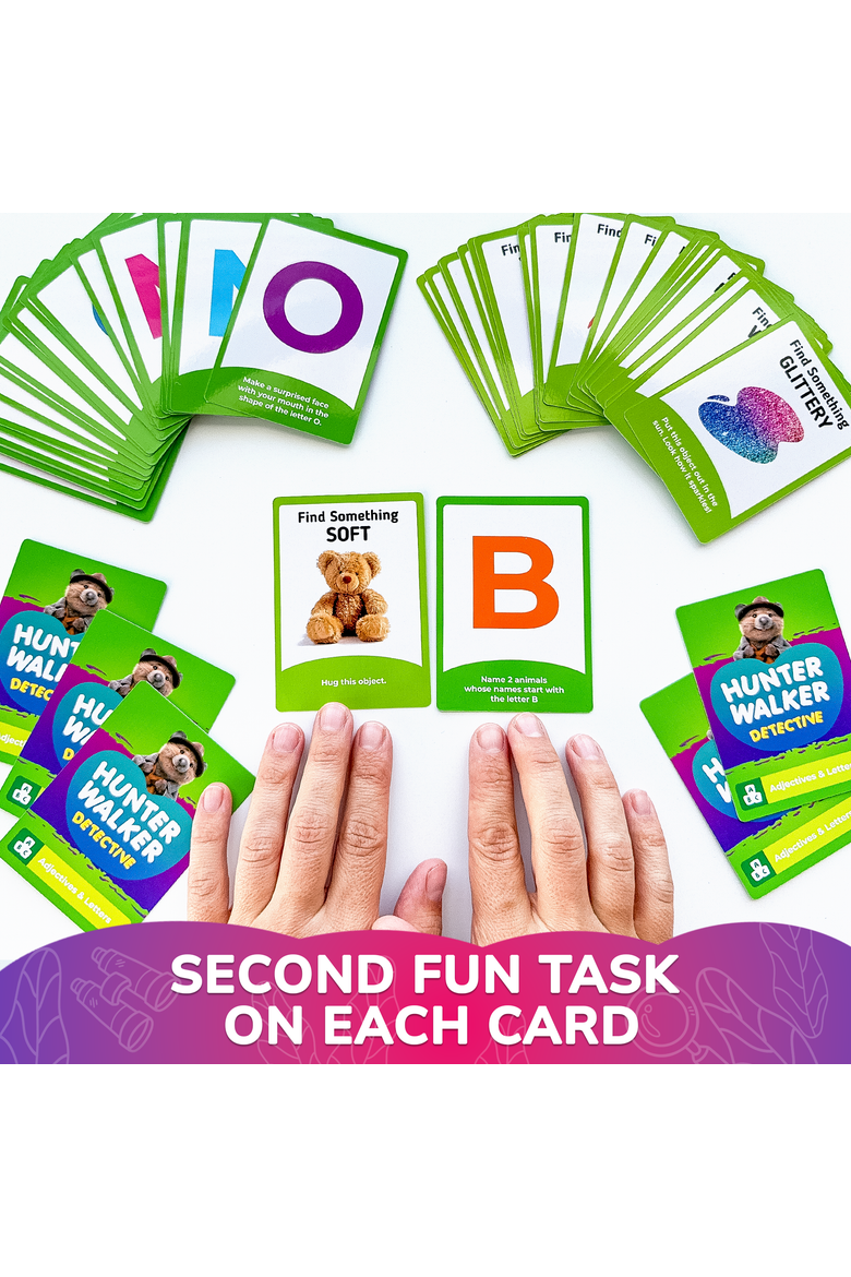 Kids Card Game Scavenger Hunt Set, Alternate, color, Adjectives & letters