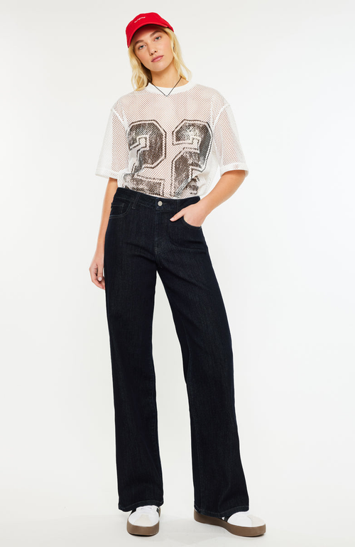 Kancan Norie High Rise Wide Leg Jeans In Black