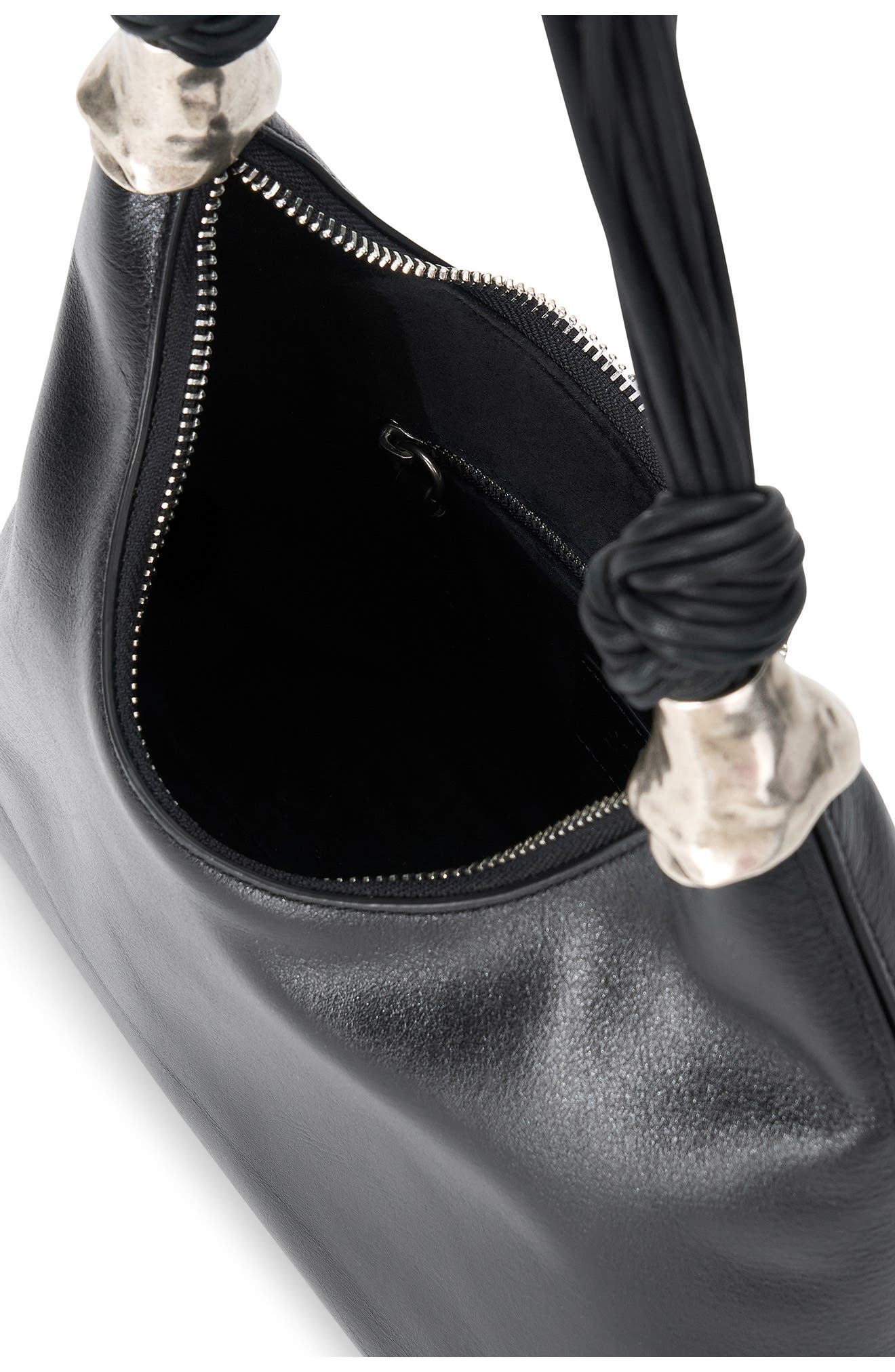 STAUD Cuff Leather Shoulder Bag, Alternate, color, Black