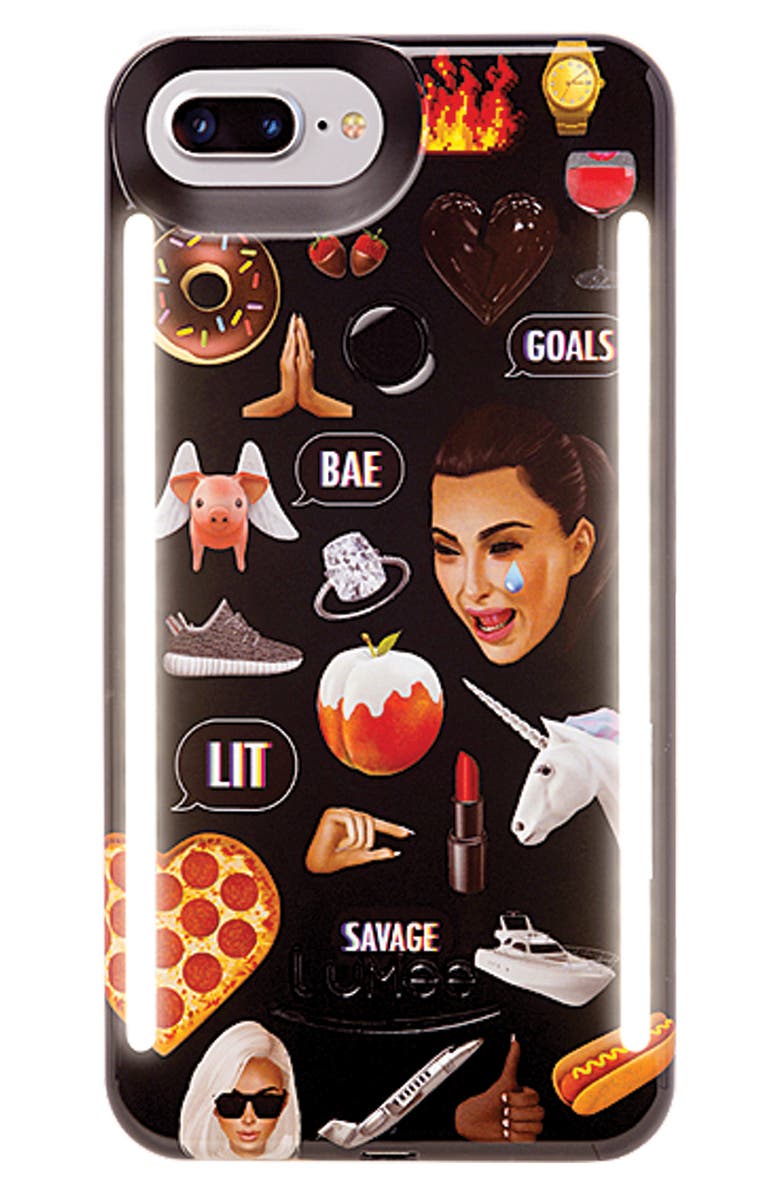 LuMee Kimoji Collage Lighted iPhone Case, Alternate, color, 