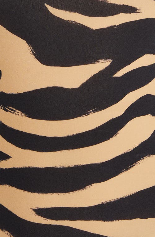 Off-white Zebra Print Logo Turtleneck Top In Beige Black
