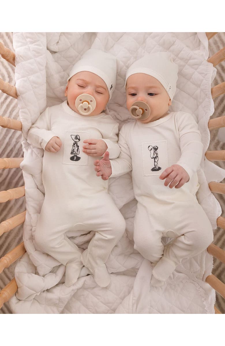 MiniMoi 2 Piece Baby Cotton Rich Footie Set, Alternate, color, Ivory Mist