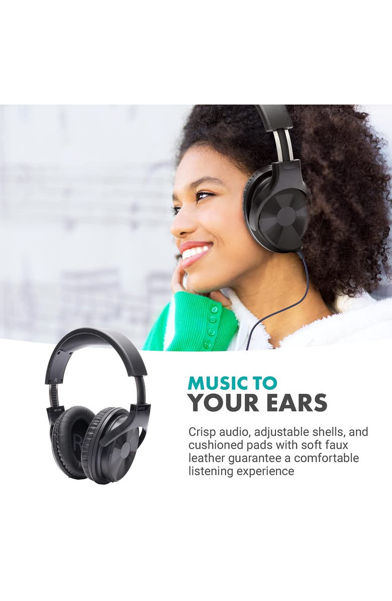 MOVO MH-100 Hi-Fi Studio Headphones with Microphone, Alternate, color, Black
