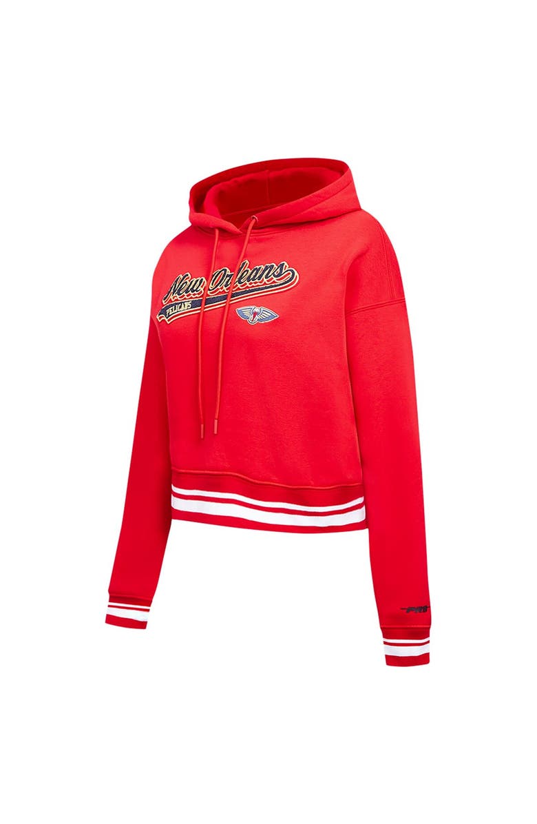 PRO STANDARD Women's Pro Standard Red New Orleans Pelicans Script Tail Cropped Pullover Hoodie, Alternate, color, Red