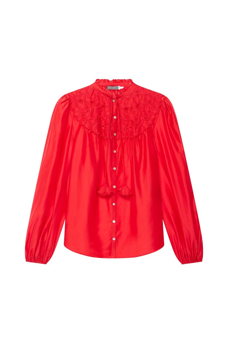 Floral Detail Cutwork Blouse, Alternate, color, Red