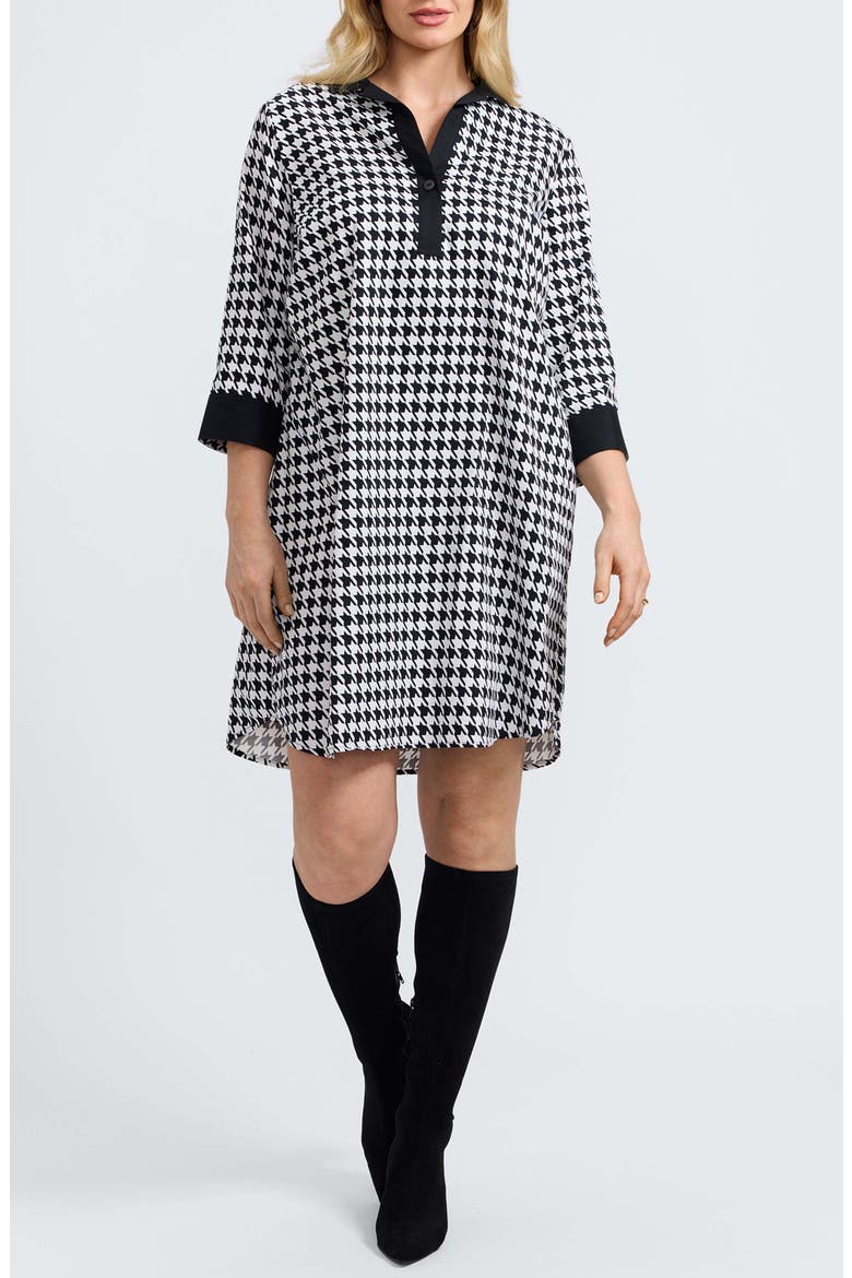 Sloane Houndstooth Cotton Shirtdress, Main, color, BLACK/ WHITE
