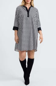 Foxcroft Sloane Houndstooth Cotton Shirtdress