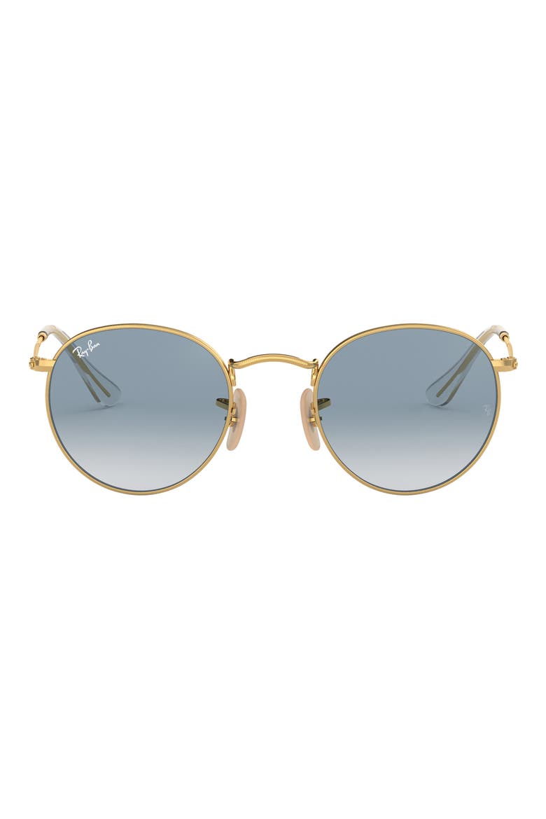 50mm Small Gradient Round Sunglasses, Main, color, GOLD