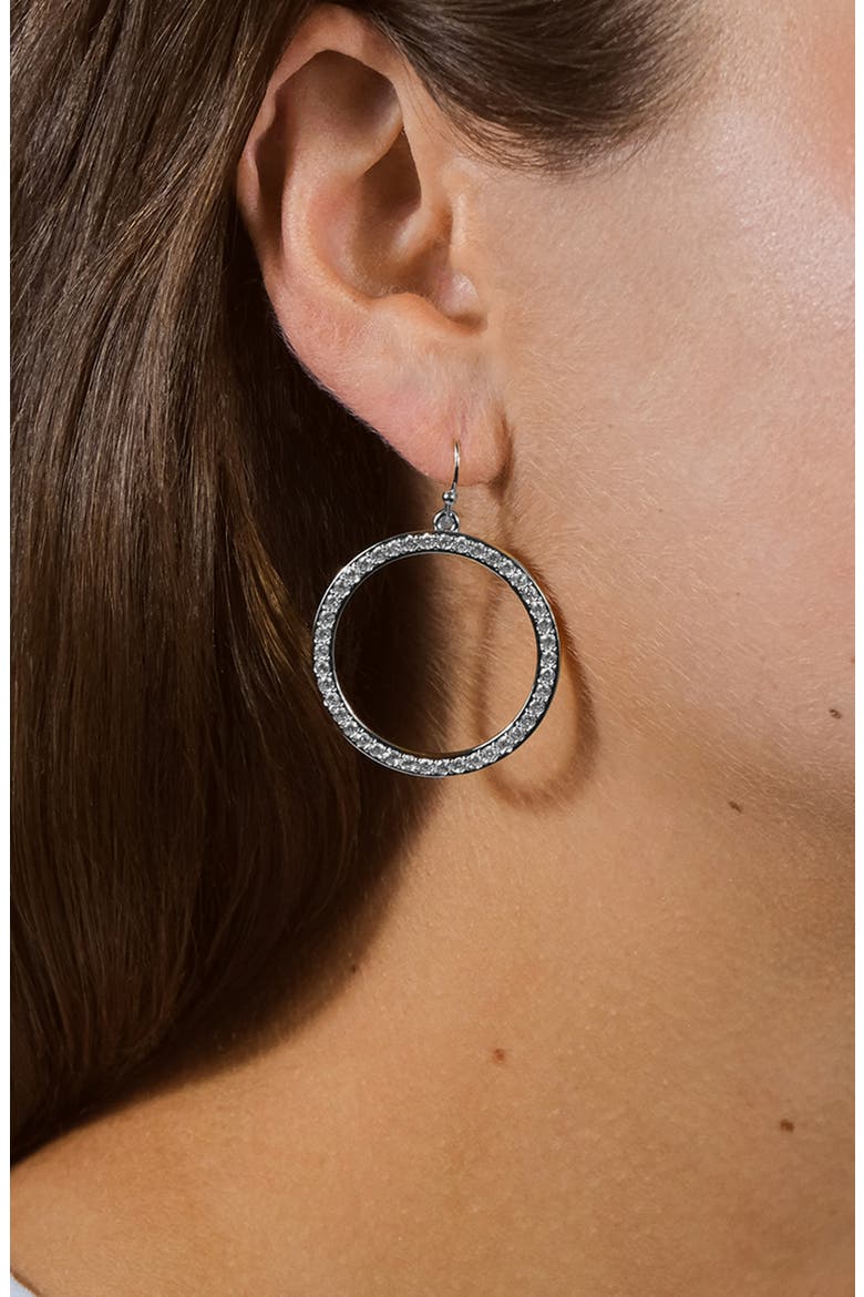 Della Cubic Zirconia Circle Drop Earrings, Alternate, color, SILVER