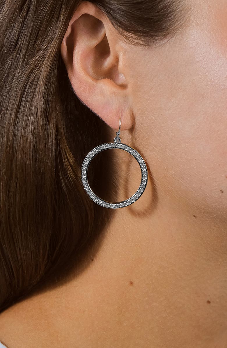 Sterling Forever Della Cubic Zirconia Circle Drop Earrings, Alternate, color, Silver