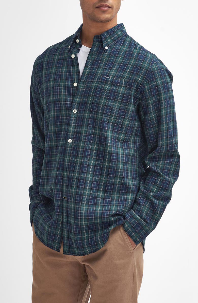 Barbour Lanark Tailored Plaid Cotton Button-Down Shirt, Main, color, 