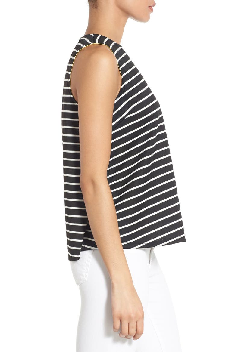 Stripe Sleeveless Swing Top, Alternate, color, BLACK/ IVORY