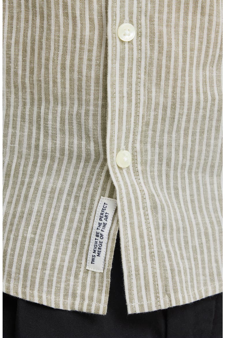 Striped Linen and Cotton Shirt, Alternate, color, MERMAID MELANGE