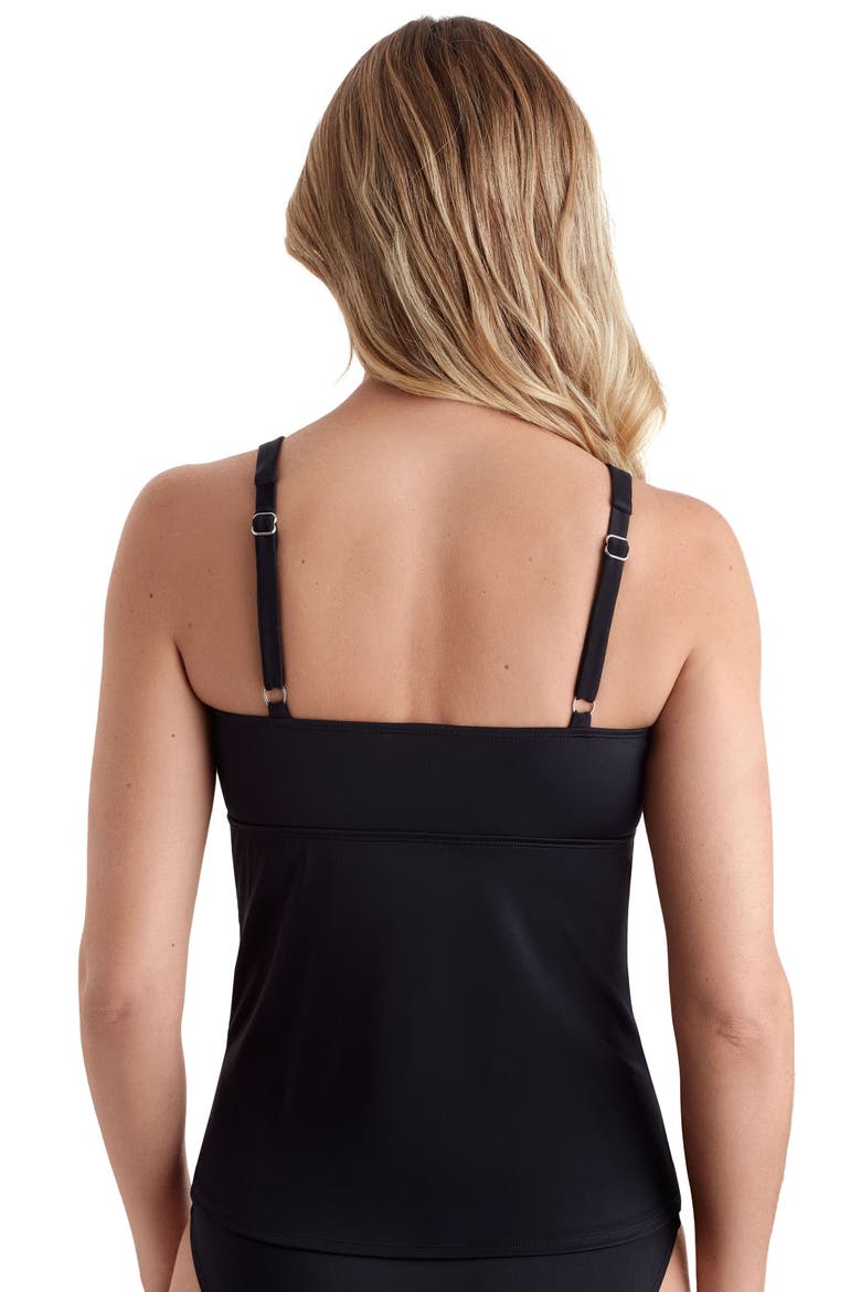 V-Wired Shirred Tankini Swimsuit Top, Alternate, color, Black