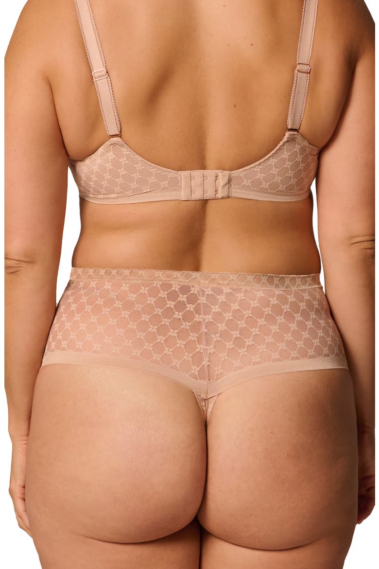 Plume Embroidered High Waist Shaping Thong, Alternate, color, PEAU ROSE