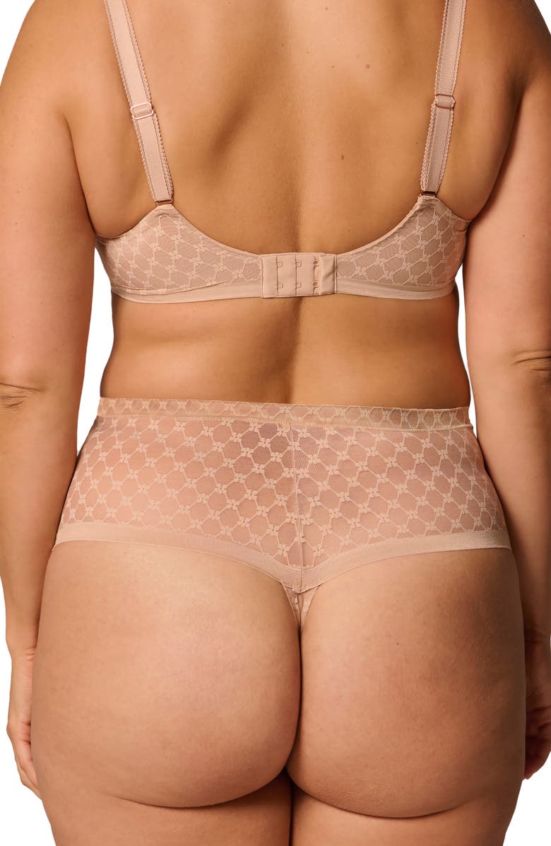 Simone Perele Plume Embroidered High Waist Shaping Thong, Alternate, color, Peau Rose