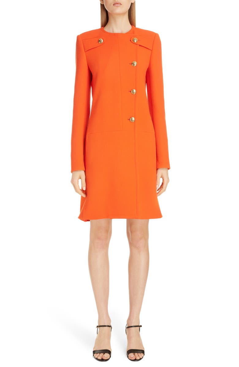 Givenchy 4G Dagger Button Wool A-Line Coat, Main, color,