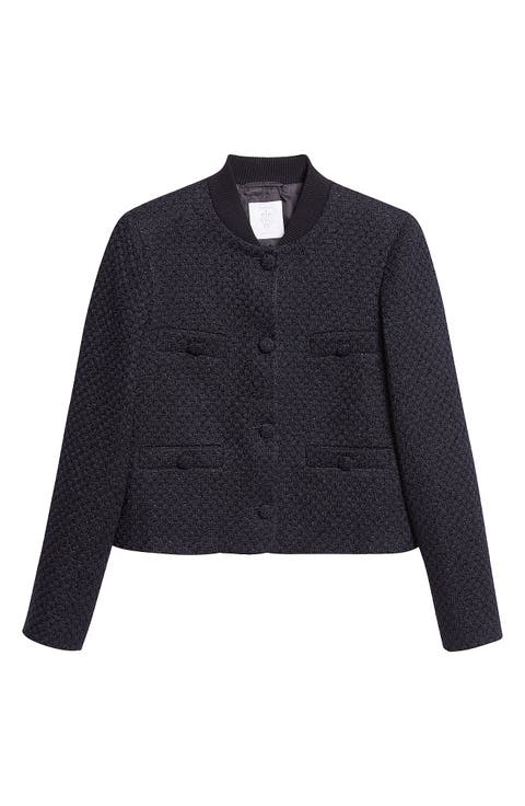 Bouclé Knit Bomber Jacket