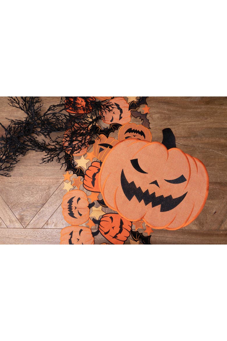 Jack O' Lantern & Bat Table Runner 14" x 68", Alternate, color, Orange