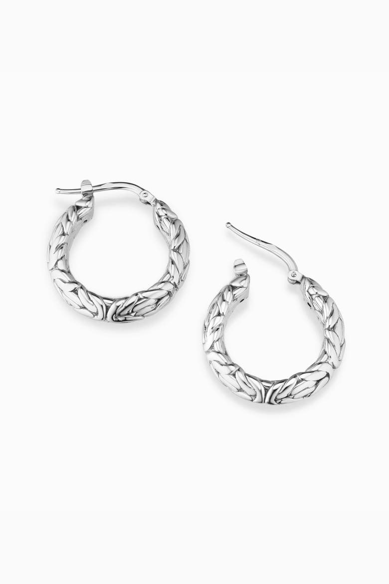 Byzantine Artisan Hoops in Sterling Silver, Alternate, color, Silver
