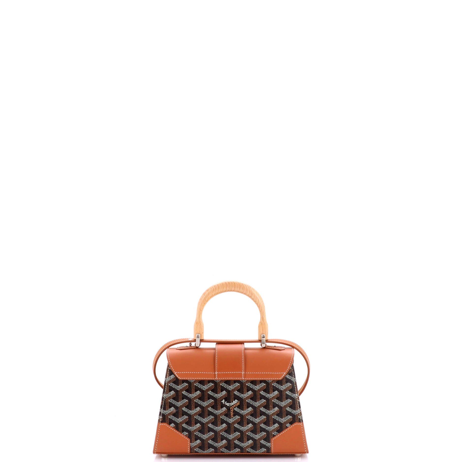 Structured Saigon Top Handle Bag Coated Canvas with Leather Mini, Alternate, color, Brown