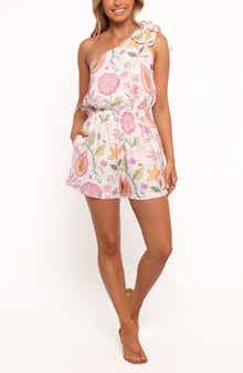 Petal & Pup Sally Floral One-Shoulder Linen Blend Romper