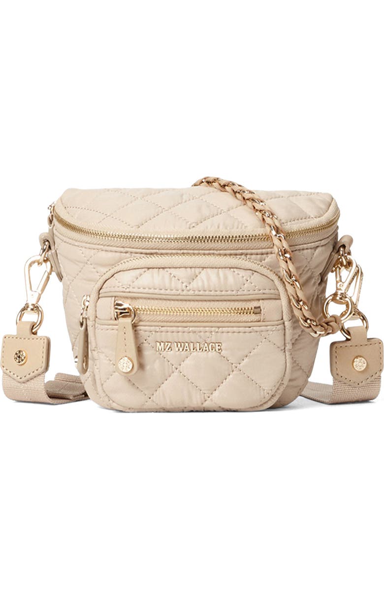 MZ Wallace Micro Crosby Diamond Quilted Nylon Sling Bag, Main, color, Buff