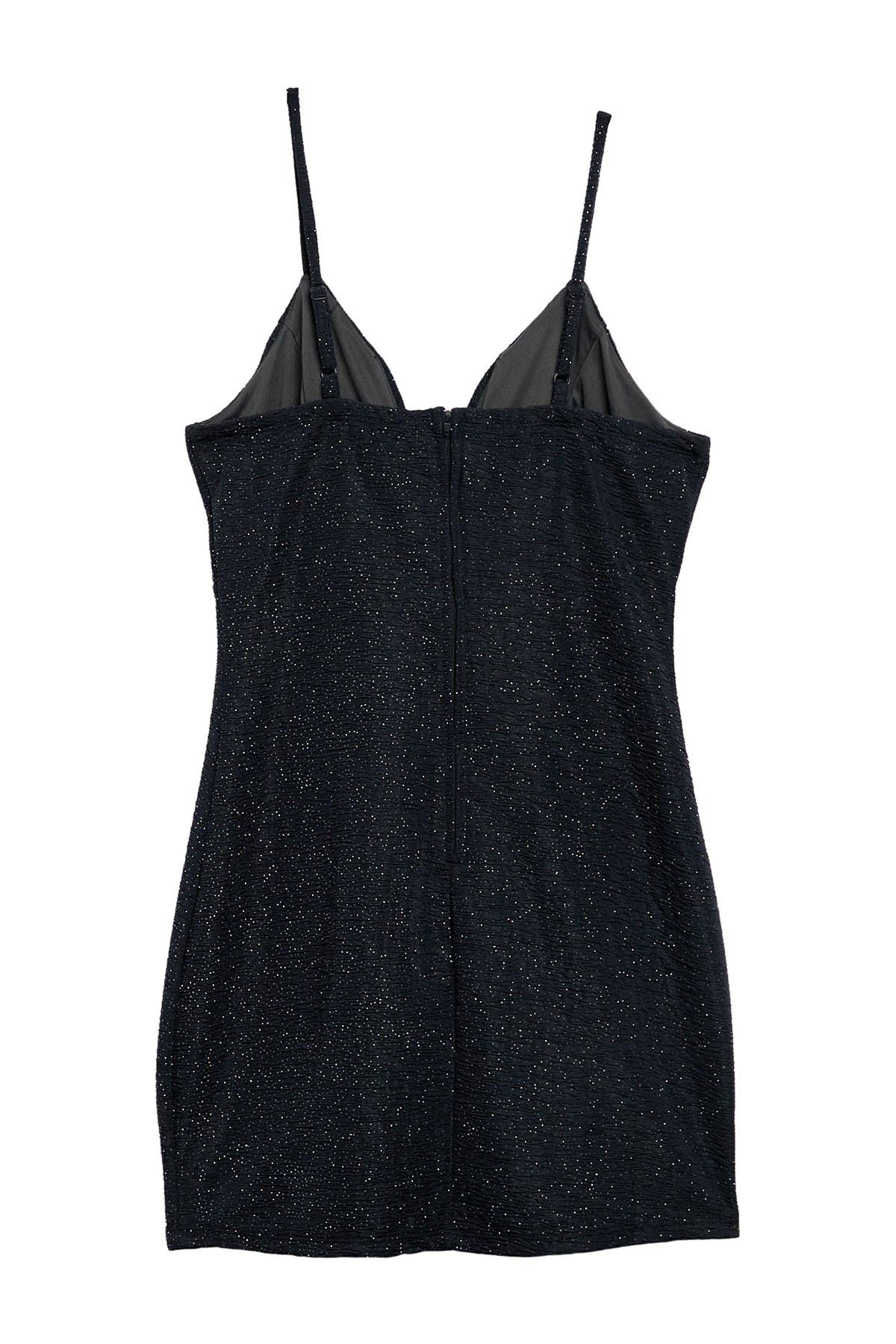 BAILEY BLUE Deep V-Neck Sparkle Crepe Bodycon Dress (Women) | Nordstromrack