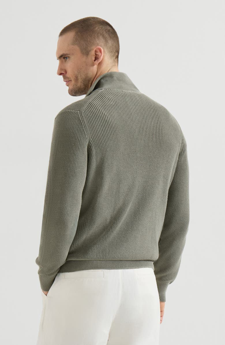 Brunello Cucinelli Half English Rib knit cardigan, Alternate, color, Military