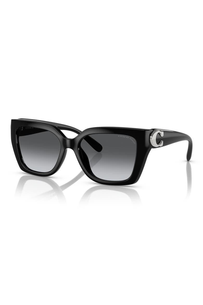 55mm Gradient Polarized Square Sunglasses, Alternate, color, BLACK