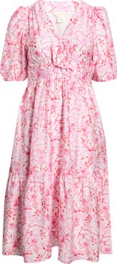 Caslon® Floral Twist Front Midi Dress