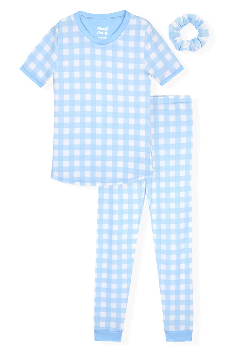 SLEEP ON IT Kids' Gingham Two-Piece Pajamas & Socks Set, Main, color, 