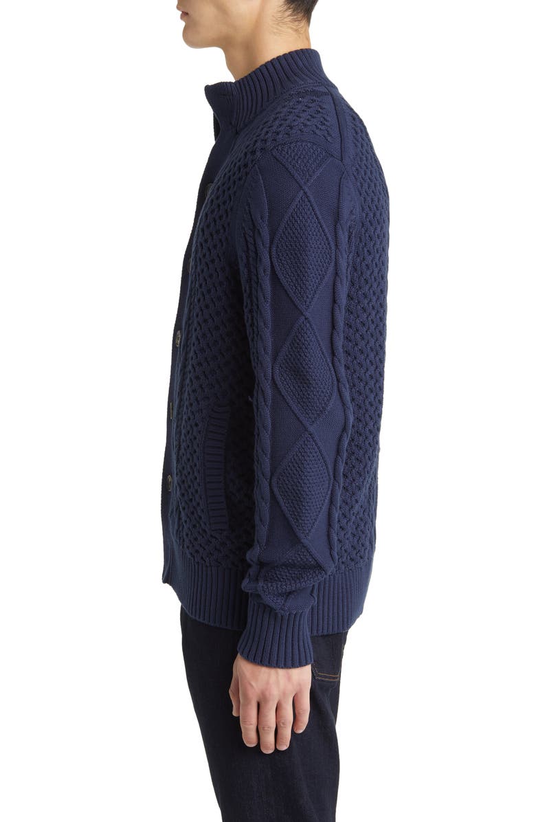 Brooks Brothers Cotton Cable Knit Fisherman Cardigan, Alternate, color, 