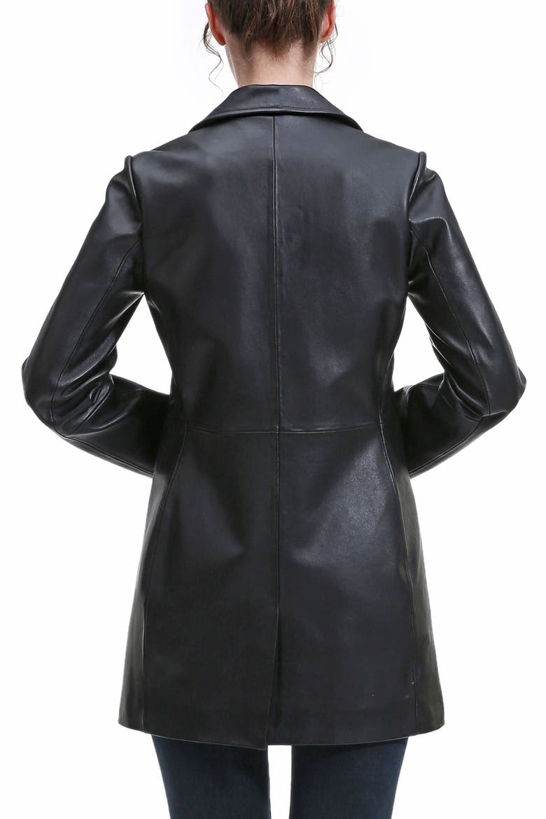 Women's Rylee Leather Walking Coat, Alternate, color, Black