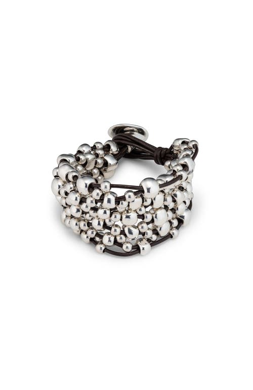 Unode50 Textured Leather Cuff In Metallic
