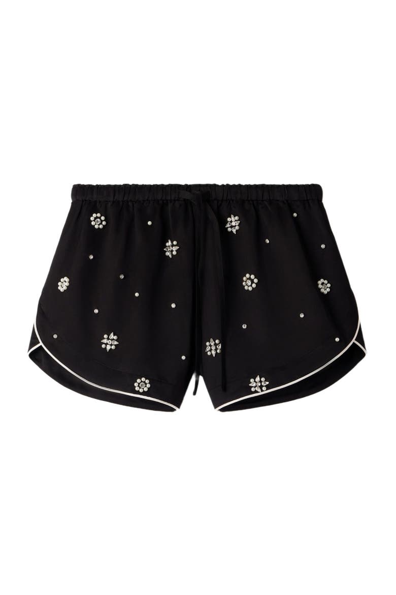 Beaded and rhinestone shorts, Alternate, color, Black
