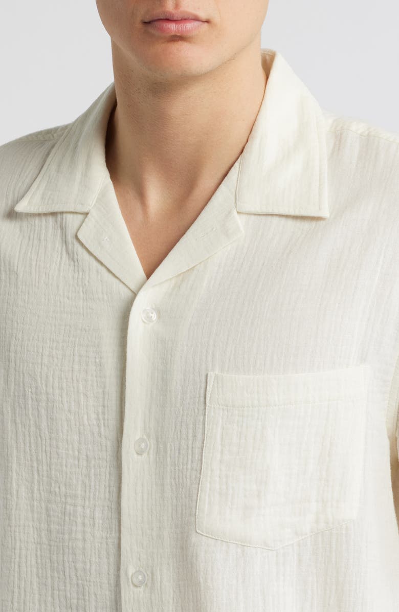 Corridor Double Cloth Short Sleeve Button-Up Shirt, Alternate, color, Natural