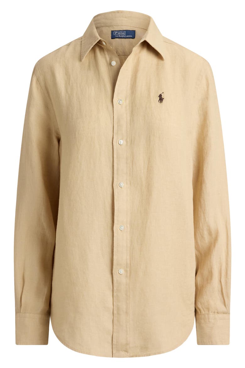 Classic Fit Linen Button-Up Shirt, Alternate, color, DUNE TAN