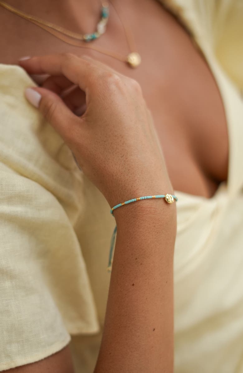 Estella Bartlett Hanging Sloth Pendant Bead Bracelet, Alternate, color, Gold