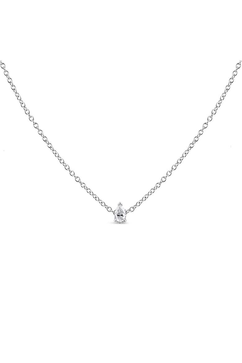 14K White Gold 1/10 Cttw Pear Shape Lab Grown Diamond Solitaire Pendant Necklace, Alternate, color, White