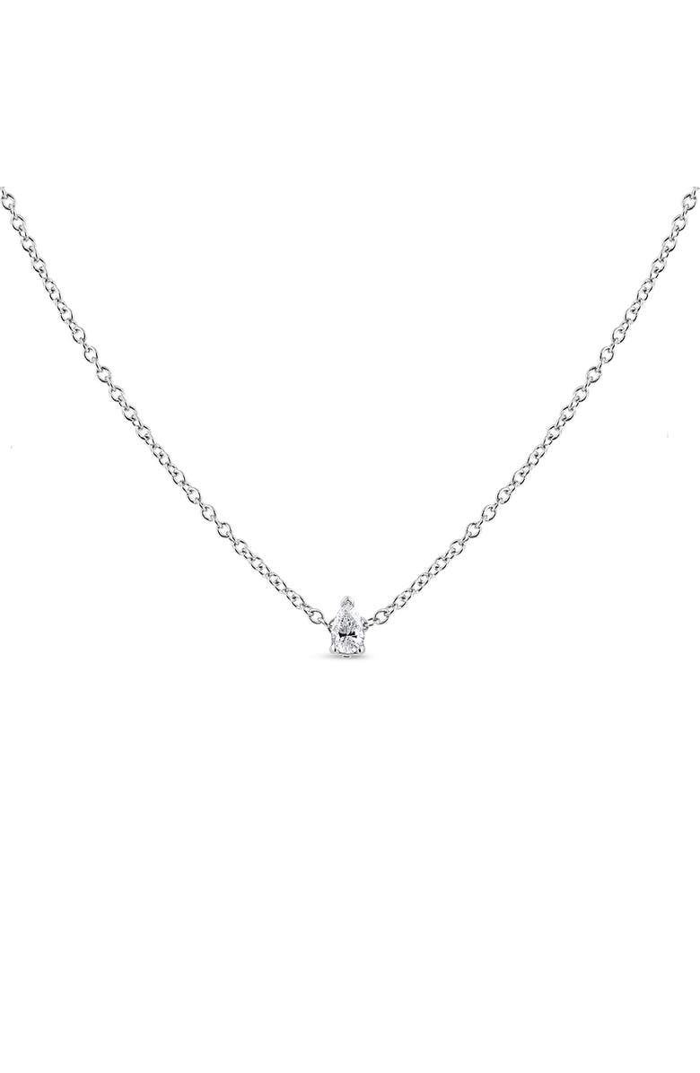 Haus of Brilliance 14K White Gold 1/10 Cttw Pear Shape Lab Grown Diamond Solitaire Pendant Necklace, Alternate, color, White