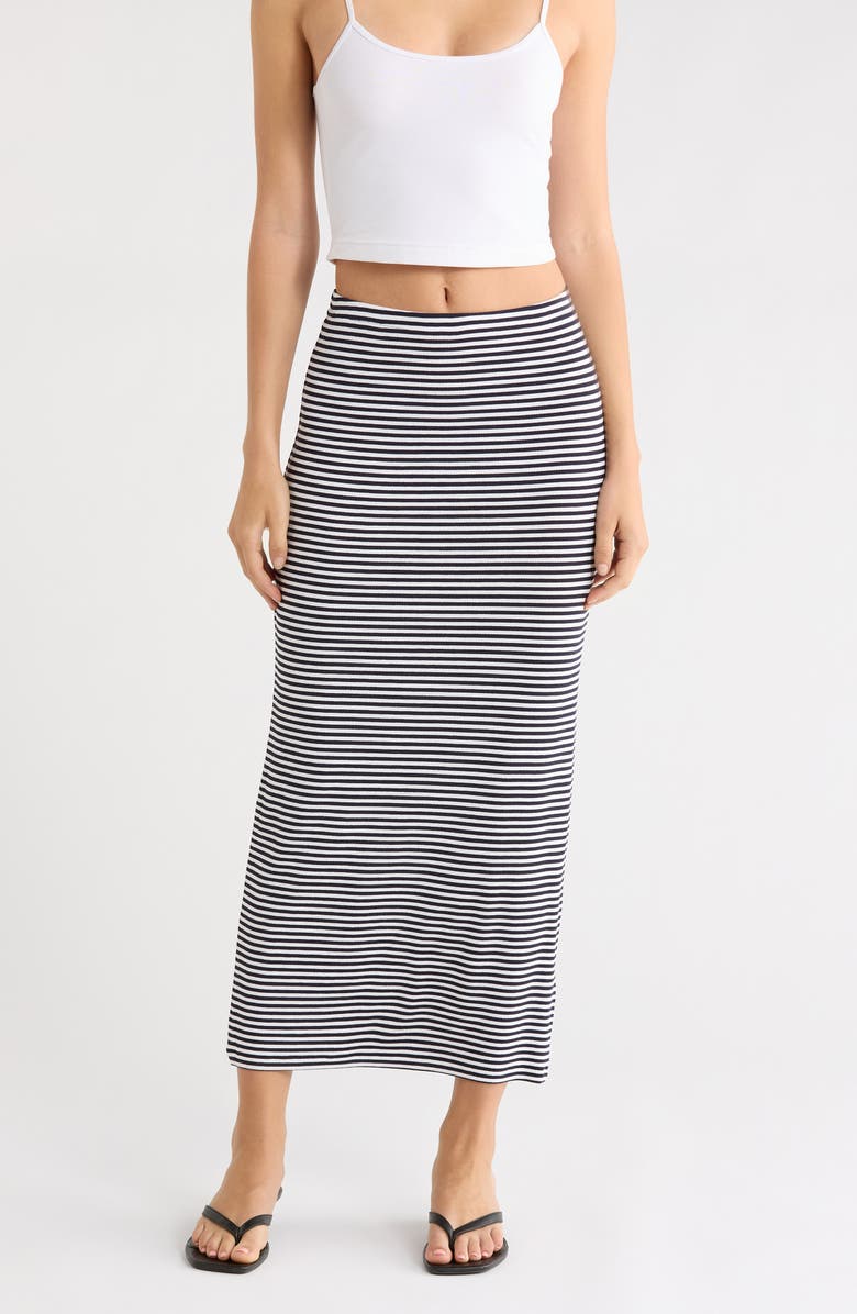 Favorite Daughter The Foundation Stripe Knit Pencil Skirt, Main, color, Navy/ White Stripe