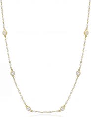 The Lovery Fine Jewelry White Enamel Bead CZ Chain Necklace