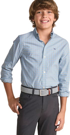 Kids' Tattersall On-The-Go brrrº Button-Down Shirt