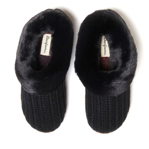 Dearfoams Hannah Festive Knit Clog Slipper In Black Solid