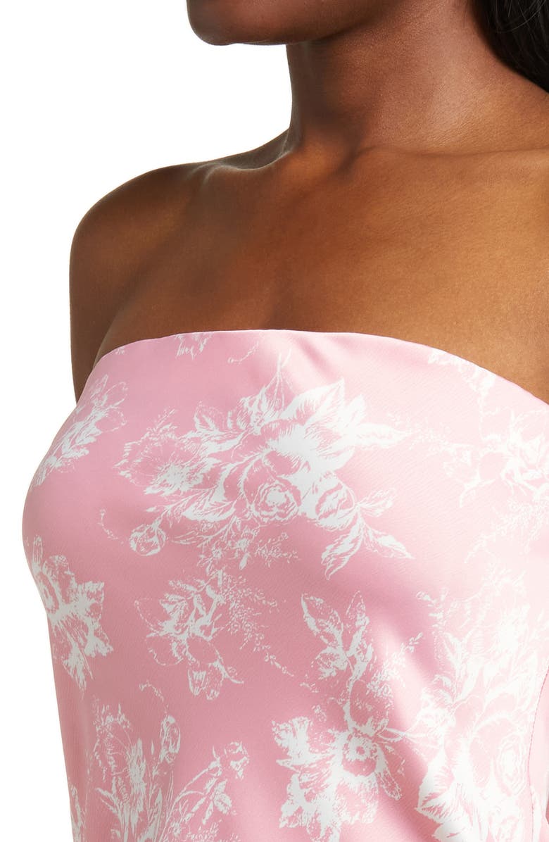 WAYF Madelyn Floral Strapless Satin Cocktail Dress, Alternate, color, 