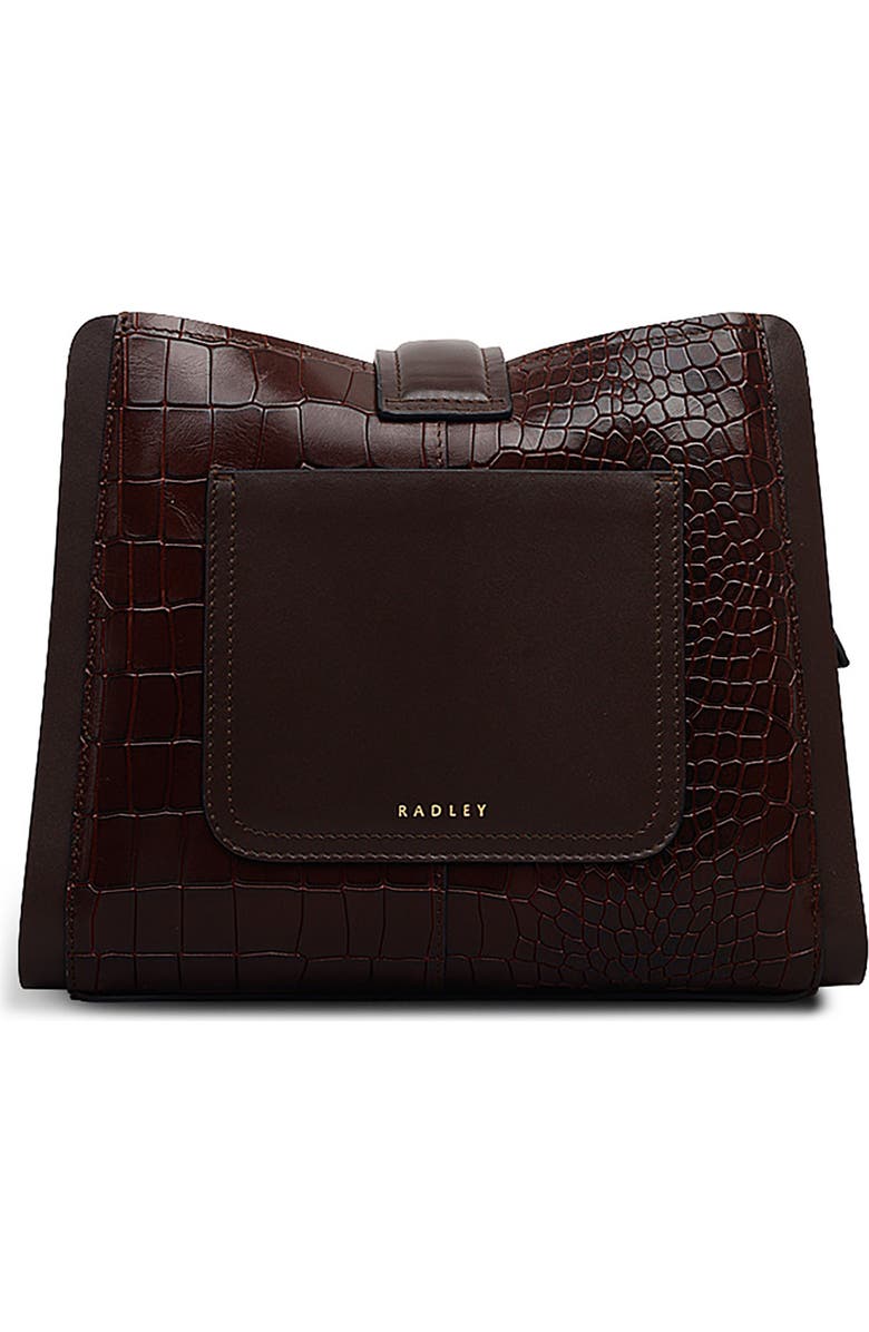 Radley Sloane Croc Embossed Leather Crossbody Bag, Alternate, color, Dark Oak