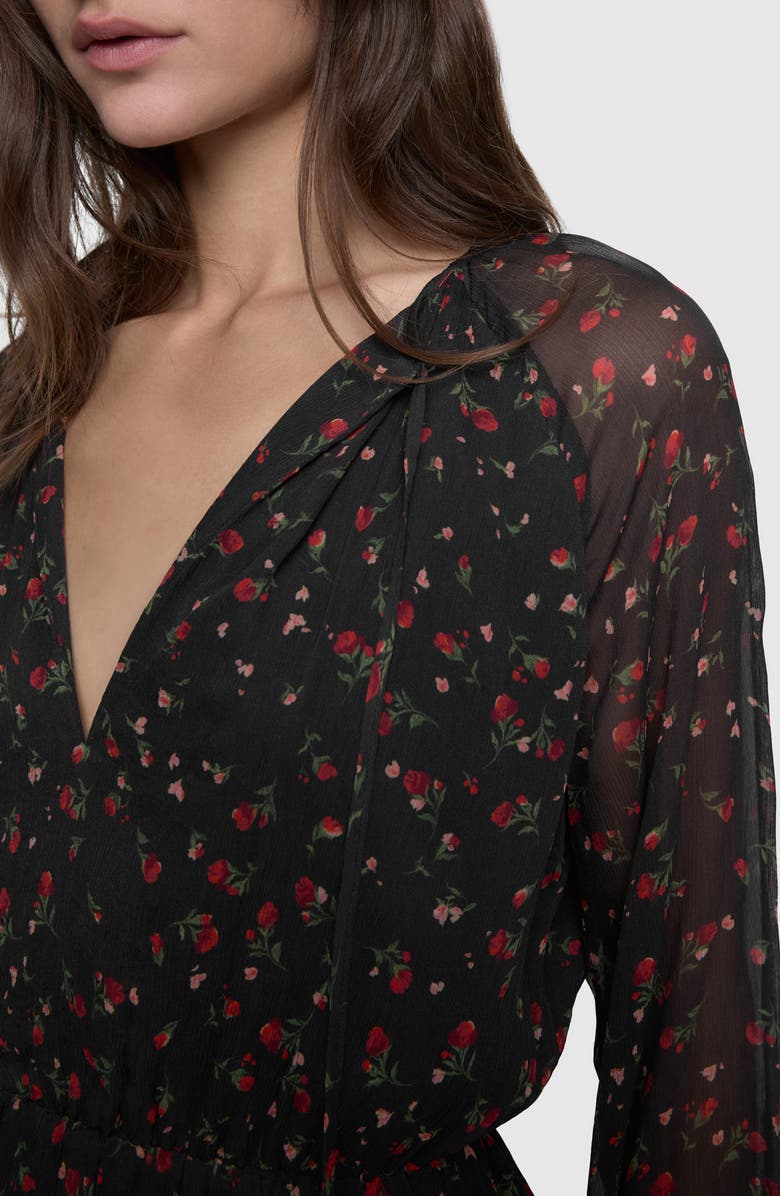 Rebecca Minkoff Tamara Rose Print Long Sleeve Minidress, Alternate, color, 