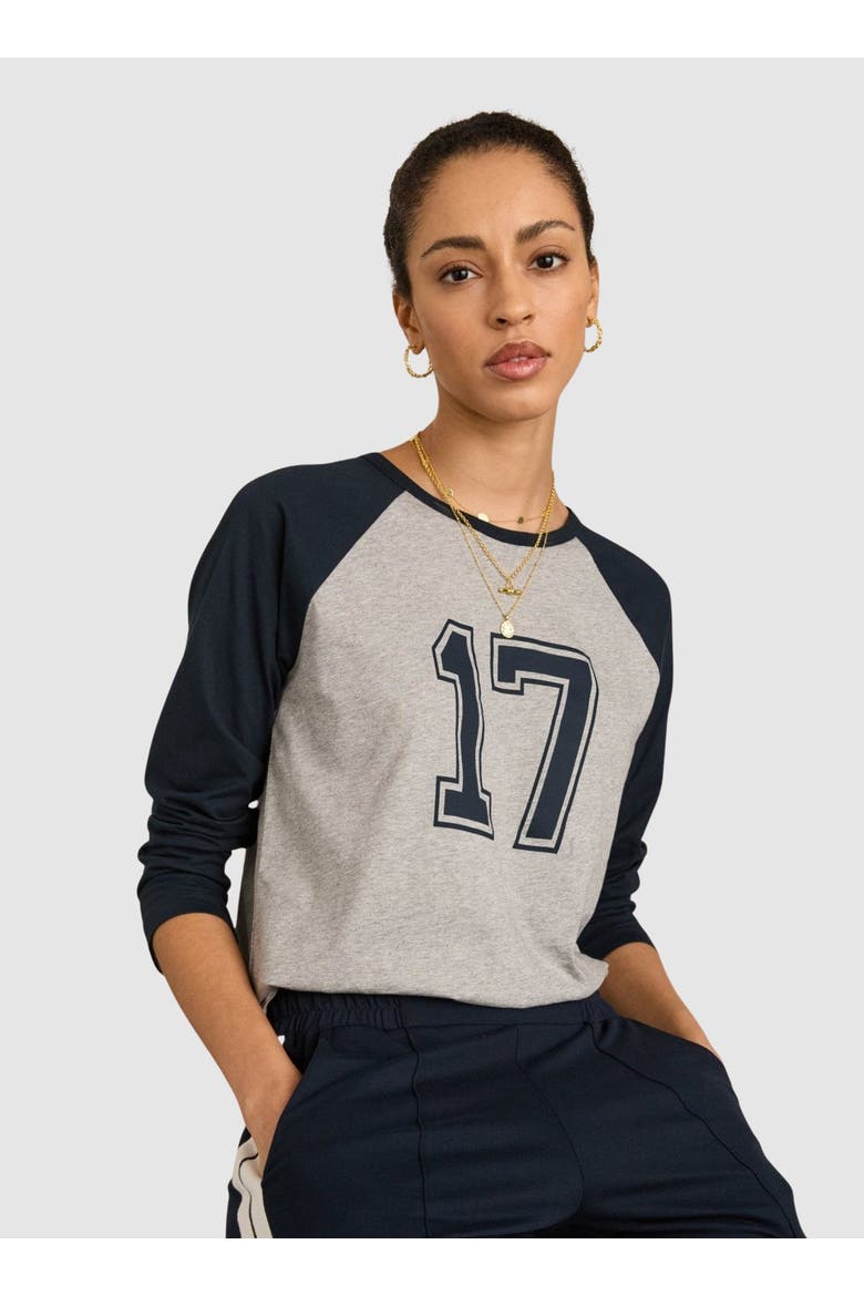 Aaron Organic cotton Contrast Sleeve Top, Main, color, Grey Marl & Navy
